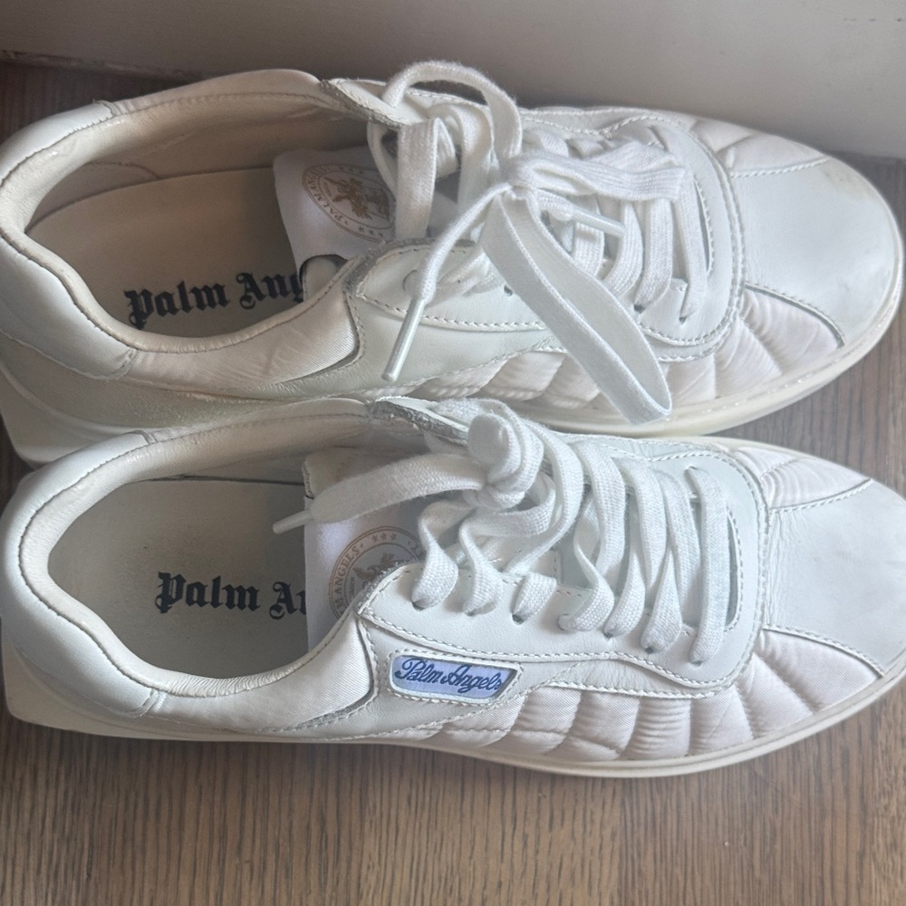 Palm Angels White Sneakers With Blue Detail View 2